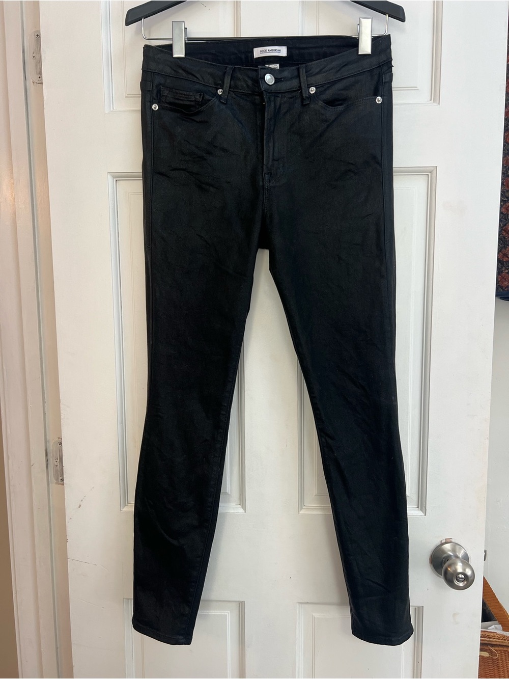 Good American Good Legs Coated Black Jean